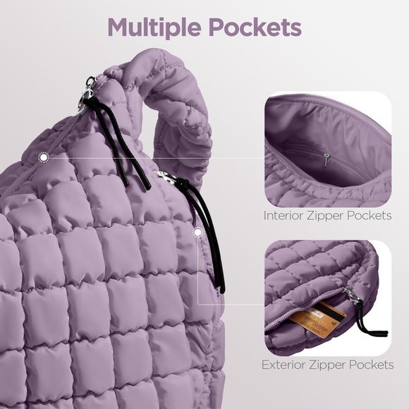 Puffer Tote Bag Large Quilted Tote Bag Quilted Carryall Bag Soft :v - Picture 5 of 6